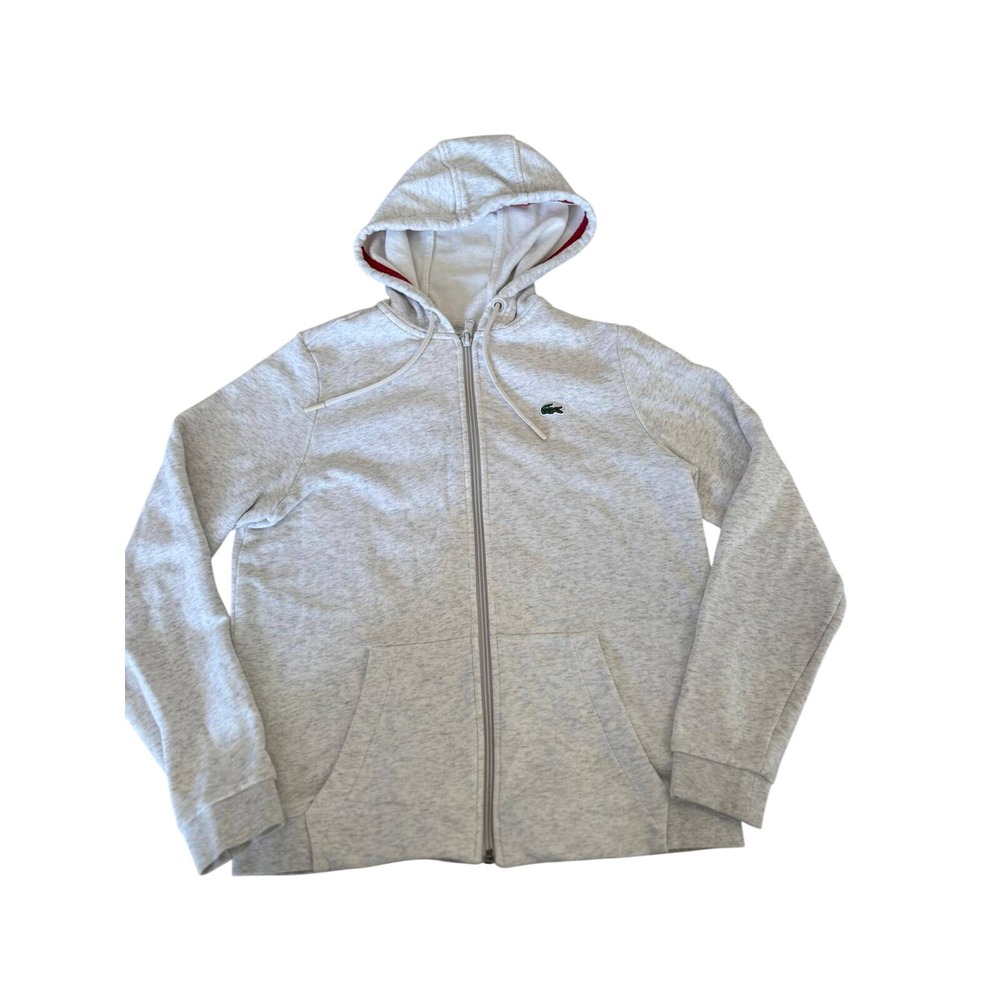 Lacoste Sport Womens Full Zip Hoodie Sweatshirt Size 34 US XS Heather Gray